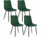 Lot De 4 Chaises De Salle à Manger Rembourrée En Velours,4 Pieds En Métal,vert Foncé