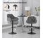 Lot De 4 Tabouret Bar Haute,chaise Cuisine Pivotante,hauteur Réglable,en Velours,gris Foncé