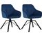 Lot De 2 Chaise Pivotante à 360°,chaise Salle à Manger Rembourrée,scandinave,en Velours,bleu