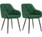 Lot De 2 Chaise De Salle à Manger,chaise De Cuisine Rembourrée En Velours,pieds En Métal,vert Foncé