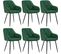 Lot De 6 Chaise De Salle à Manger,chaise De Cuisine Rembourrée En Velours,pieds En Métal,vert Foncé