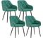 Lot De 4 Chaise De Salle à Manger,chaise De Cuisine Rembourrée En Velours,pieds En Métal,vert Turc