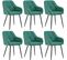 Lot De 6 Chaise De Salle à Manger,chaise De Cuisine Rembourrée En Velours,pieds En Métal,vert Turc