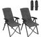 Lot De 2 Chaises Pliante Camping,chaises Longue Rembourré,avec Dossier Haut Réglable,gris Foncé