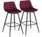 2x Tabourets De Bar Avec Repose-pieds-chaise Haute En Velours+ Métal-bordeaux