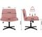 Chaise De Bureau Sans Roulettes,ergonomique,chaise Pivotante En Velours,hauteur Réglable,rose