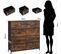 Commode,meuble De Rangement,avec 10 Tiroirs En Tissu,cadre En Métal,marron Rustique Et Noir