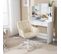 Chaise De Bureau à Roulettes,hauteur Réglable,pivotante,siège Rembourré,en Lin,beige+blanc