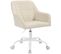 Chaise De Bureau à Roulettes,hauteur Réglable,pivotante,siège Rembourré,en Lin,beige+blanc