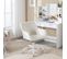 Chaise De Bureau à Roulettes,hauteur Réglable,pivotante,siège Rembourré,en Velours,crème+blanc