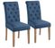 Lot 2 Chaises De Salle À Manger Avec Chêne Tissu Bleu