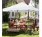 Tonnelle De Jardin 3×3m Tente De Camping Pliable Avec Sac De Transport Et Sable Et Chevilles Blanc