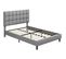 Lit Double 2 Personnes Capitonné Carré 140×200 Cm Tête De Lit Réglable Sommier Gris Clair