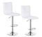 2 X Tabouret De Bar En Cuir Synthétique-hauteur Réglable-blanc