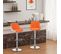 Lot De 2 Tabouret De Bar En Cuir Artificiel-design 2 Couleurs-siège Bien Rembourré-orange Blanc