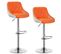 Lot De 2 Tabouret De Bar En Cuir Artificiel-design 2 Couleurs-siège Bien Rembourré-orange Blanc