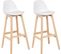 Lot De 2 Tabouret De Bar-pieds En Bois-tabouret De Cuisine-siège En Similicuir-blanc