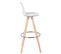 Lot De 2 Tabourets De Bar En Similicuir Et Bois Avec Repose-pieds 38-5x33x96-5cm Blanc