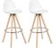 Lot De 2 Tabourets De Bar En Similicuir Et Bois Avec Repose-pieds 38-5x33x96-5cm Blanc