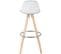 Lot De 2 Tabourets De Bar En Similicuir Et Bois Avec Repose-pieds 38-5x33x96-5cm Blanc