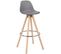 Lot De 2 Tabourets De Bar En Similicuir Et Bois Avec Repose-pieds 38-5x33x96-5cm Gris