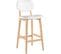 Lot De 2 Tabouret De Bar-tabouret De Cuisine En Cuir Artificiel + Bois-chaise Avec Dossier-blanc