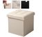 Tabouret Pouf Coffre Boîte De Rangement-siège Pliable-gagner De L'espace 37.5x37.5x38cm-crème Blanc