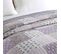 Lot De 2 Couverture De Lit.patchwork Couette Boutis Imprimée.jeté De Lit.220x240cm.violet+blanc