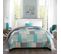 Lot De 2 Couverture De Lit.design Patchwork Couette Boutis Imprimée.jeté De Lit.170x210cm.gris+vert