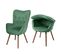 Fauteuil à Oreilles Cleo Vert En Polyester (53 X 107 X 70 Cm)