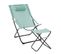 Chaise De Jardin Tomra Avec Tabouret Assorti Bleu En Acier (38 X 37,5 X 44cm) (38 X 37,5 X 44cm)