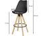 Ensemble De 2 Tabourets De Bar Bois Rétro Tissu Design Avec Tabourets Arrière