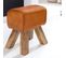 Tabouret Petit 30x47x40 Cm Bois Massif Ottoman Rembourré Rétro Séjour