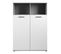 Buffet haut 2 portes/ 2 niches TOLEDO imitaton béton/ blanc