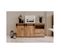 Buffet 2 Portes Coulissantes 2 Tiroirs  Decor Chene  L 180 X P 40 X H 87 Cm  Manzano