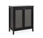 Buffet Noir 2 Portes Effet Bois Avec Cannage Métal - L80 X H90 Cm