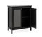 Buffet Noir 2 Portes Effet Bois Avec Cannage Métal - L80 X H90 Cm