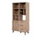 Buffet Haut 1 Porte Et 3 Tiroirs Effet Bois - L85 X H160 Cm