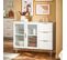 Buffet Bas, Commode Armoire De Rangement, Buffet Bahut, 3 Tiroirs Et 2 Portes Vitrées, Blanc,fsb86-w