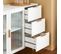 Buffet Bas, Commode Armoire De Rangement, Buffet Bahut, 3 Tiroirs Et 2 Portes Vitrées, Blanc,fsb86-w