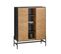 Buffet Commode Armoire Latérale, 2 Portes, 4 Compartiments, Noir Naturel, Hfsb04-sch