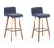 Lot De 2 Tabourets De Bar Lincoln V2 Tissu Bleu/nature