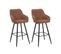 Tabouret De Bar Set De 2 Tissu Marron Doré Darien