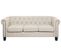 Canapé 3 Places En Tissu Beige Avec Pieds Droits Chesterfield