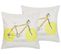 Lot De 2 Coussins Coton Blanc Ruscus 45 X 45 Cm