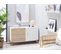 Commode Effet Bois Clair / Blanc 1 Porte 2 Tiroirs Fili