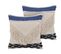 Lot De 2 Coussins Décoratifs à Frange 45 X 45 Cm Beige / Bleu Sofca