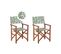 Lot De 2 Chaises De Jardin Bois Sombre Et Crème à Motif Feuilles Cine