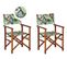 Lot De 2 Chaises De Jardin Bois Foncé Et Gris à Motif Toucan Cine