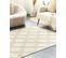 Tapis En Coton 140 X 200 Cm Beige Et Blanc Kacem